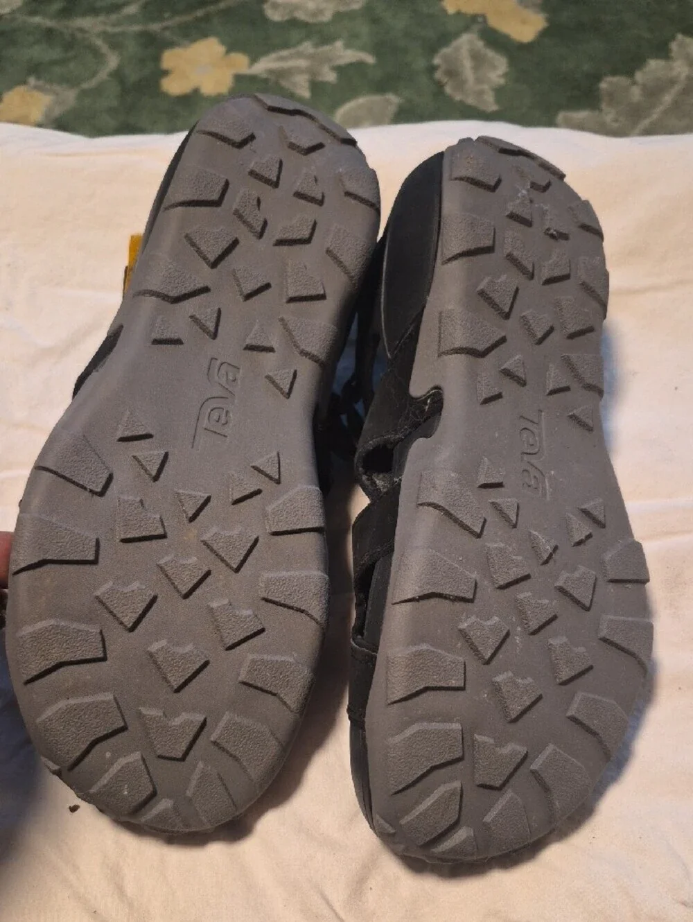 Teva Black and Gray Men's Outdoor Sandals with Yellow Accent